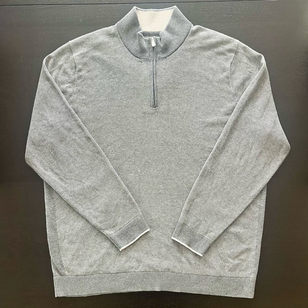Tommy Bahama Men's 1/4 Zip Pullover Cotton Gray XL Island Zone